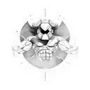 Create a tattoo decal featuring the iconic image of the Titan Atlas holding up the sky, but with a glitch effect. tattoo design idea