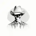 skull tipping cowboy hat "howdy bitches" tattoo design idea
