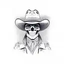 skull tipping cowboy hat "howdy bitches" tattoo design idea