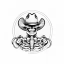 skeleton tipping a cowboy hat tattoo design idea