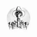 skeleton tipping a cowboy hat tattoo design idea