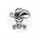 skeleton tipping a cowboy hat tattoo design idea