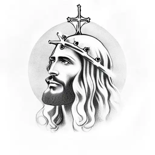 jesus as king of kings jesus will save us very detailed tattoo black and  white on Craiyon