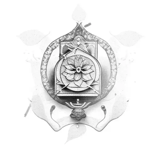 A black and grey tattoo of a Libra scale with flower petals as weights tattoo design idea