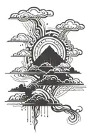 Dark rain thunder clouds  tattoo design idea