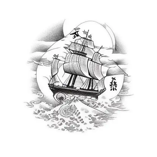 pirate ship tattoo design idea