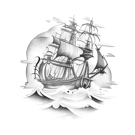 pirate ship tattoo design idea
