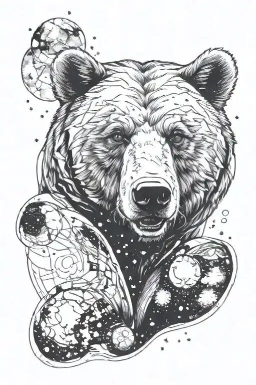 bear face outline space themed tattoo tattoo design idea