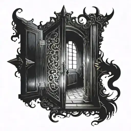 door to another dimension full of darkness tattoo design idea