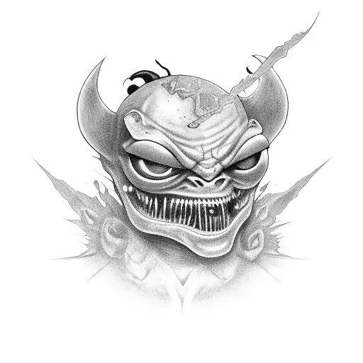 black eye demon child tattoo design idea