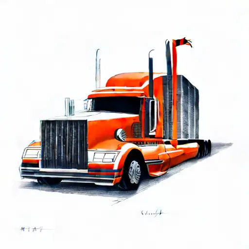 a semi truck tattoo design idea