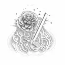 holding hands, pipe wrench, orange flowers tattoo design idea