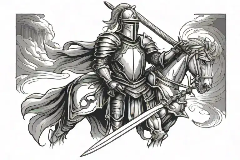 knight holding a sword tattoo design idea