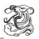 Australian teacher surfing through a halfpipe with medusa snakes all around him  tattoo design idea
