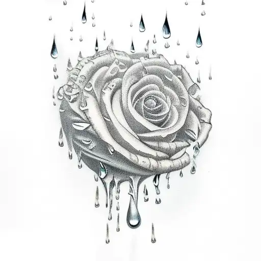 Dagger rain drops tattoo design idea