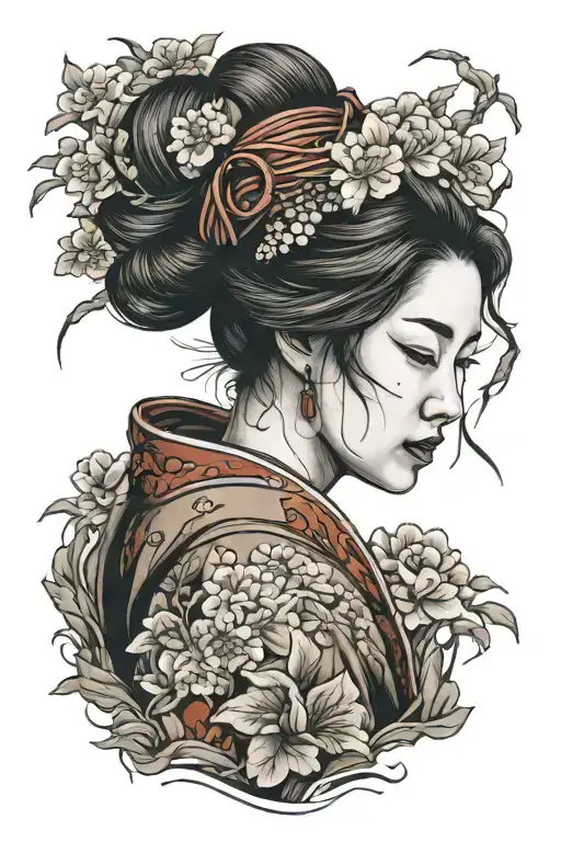 split face geisha   tattoo design idea