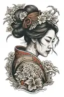 split face geisha   tattoo design idea