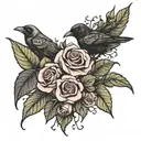 A deadly nightshade plant intertwined with roses and crows tattoo design idea
