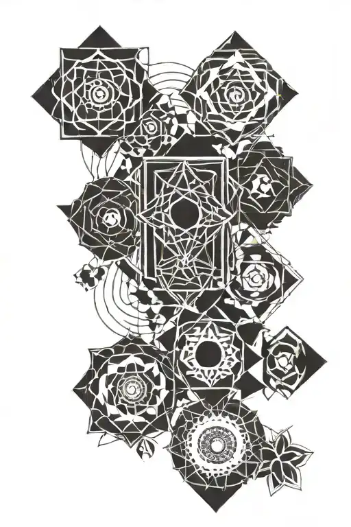 7 chakra symbols tattoo design idea