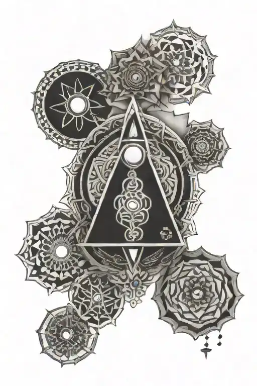 7 chakra symbols tattoo design idea