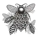 Bees heart hives pattern tattoo design idea