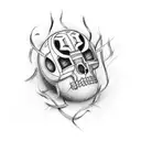 infinite symbol filled with clapboard,football,cinema,music,bike,cigarette tattoo design idea