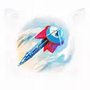 A spaceship epically flying to the stars in a way that represents overcoming obstacles and the Latin phrase Ad astra tattoo design idea