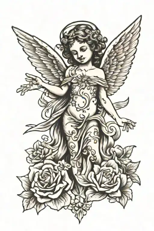 In utero angel tattoo design idea