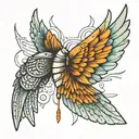 wings with ogham tattoo design idea