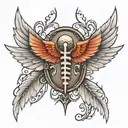 wings with ogham tattoo design idea