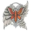 wings with ogham tattoo design idea