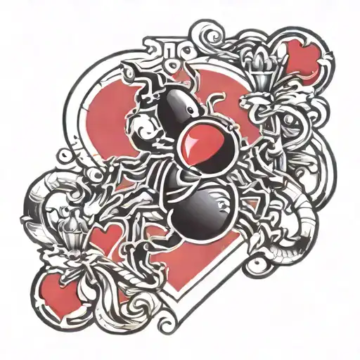 scorpion as the king of hearts playing card tattoo design idea