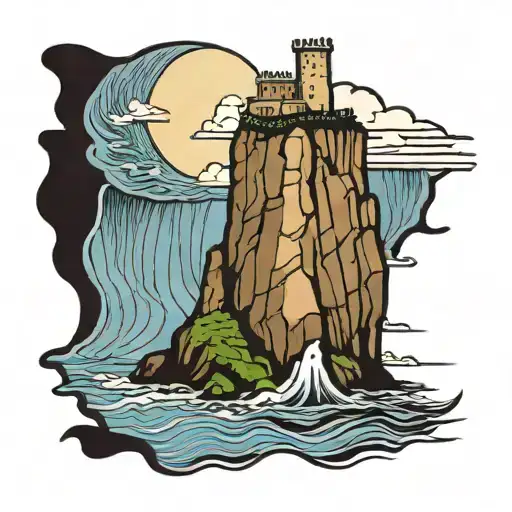 A tattoo incorporating the Albères' Mountain (Pyrenees), the Cliff of Moher, the Giant Causeway, tattoo design idea