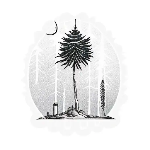 Traditional “Lebanese Cedar Tree And Saudi Palm Tree” Tattoo Idea