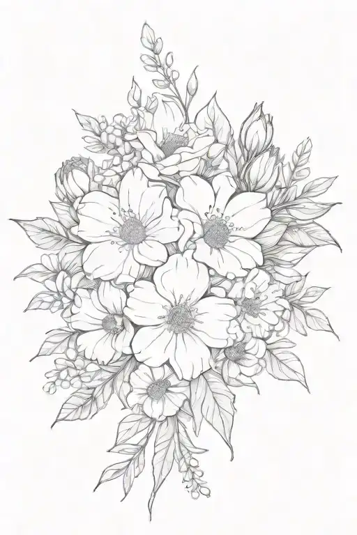 August april december birth flower bouquet tattoo design idea