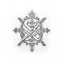 Create me a tattoo with these initials S.M.P.R. and that from the middle of each letter upwards have a bright light blue tattoo design idea