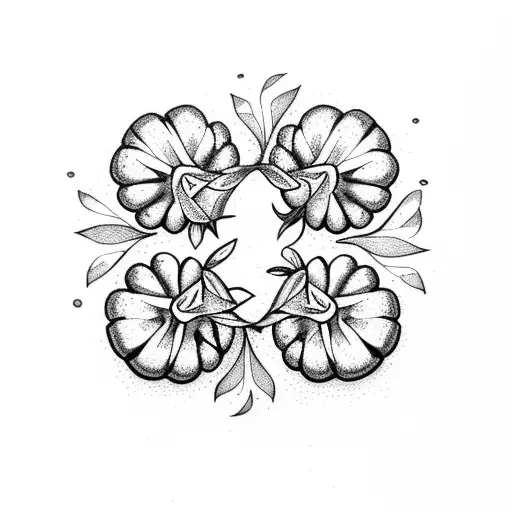 A sleeve tattoo featuring pumpkins and flowers in a whimsical and dreamy style tattoo design idea