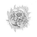 A sleeve tattoo featuring pumpkins and flowers in a whimsical and dreamy style tattoo design idea