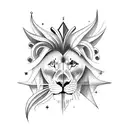 half sleeve forearm with moon, lion, olive tree, horoscope signs of libra, cancer, scorpio and two aquarius tattoo design idea