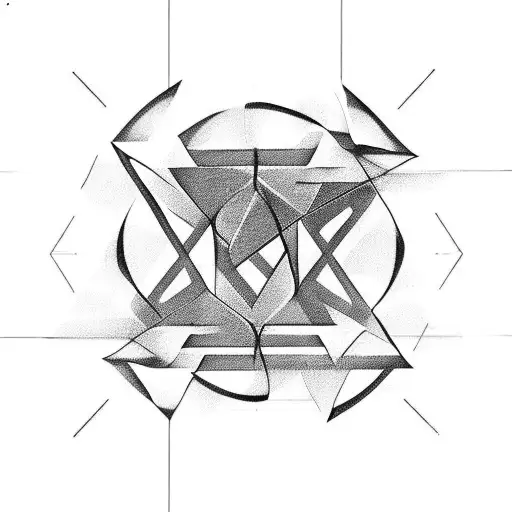 linework minimalistic geometric shapes with dna  tattoo design idea