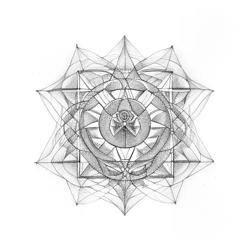sacred geometry inspired with road map like lines tattoo design idea