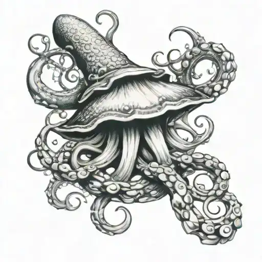 squid wrapping around fluke anchor intertwined tattoo design idea