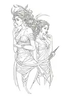 scissoring ladies, inspired by Greek mythology tattoo design idea