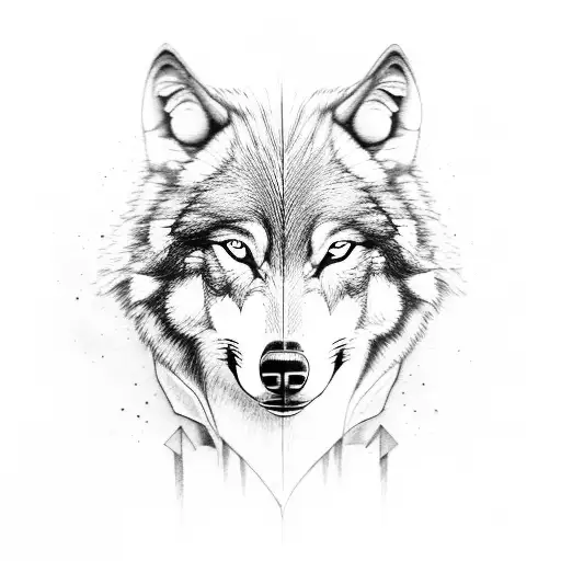 1 good wolf,  1 bad wolf tied up tattoo design idea
