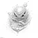 water drop cyan, splash tattoo design idea