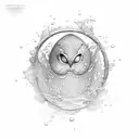 water drop cyan, splash tattoo design idea
