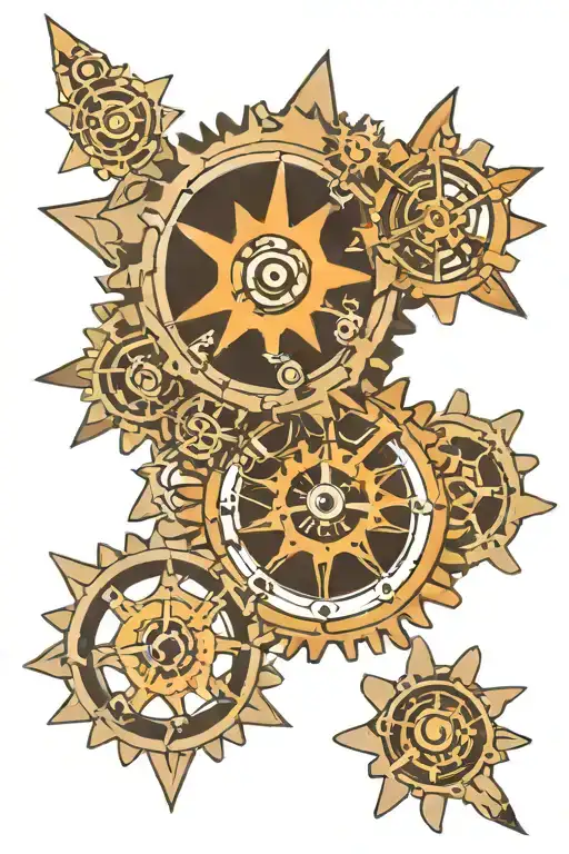 planetary gear set inside compass points tattoo design idea