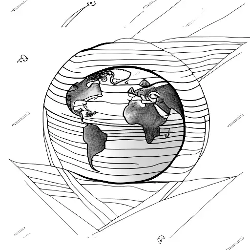 earth planet divided in two by a line that seems like a geologícal fault tattoo design idea