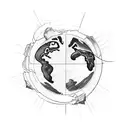 earth planet divided in two by a line that seems like a geologícal fault tattoo design idea