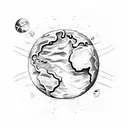 earth planet divided in two by a line that seems like a geologícal fault tattoo design idea